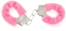 Furry Adjustable Plush Handcuffs with Keys Pink