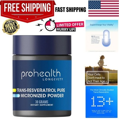 Longevity Micronized Pure Trans Resveratrol Powder - 98% Pure, 1000 mg per Scoop