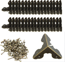 32-Pcs Antique Bronze Metal Furniture Corner Protectors 1.3" Jewelry Box Bracket