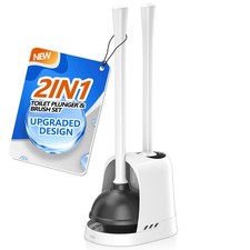 Toilet Plunger and Brush, Bowl Brush and Heavy Duty Toilet Plunger Set with V...