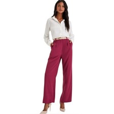 Lulus Upscale Energy Berry Pink High Rise Wide Leg Trouser Pants Size Small