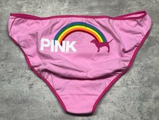 Vintage Victorias Secret Pink Dog Rainbow Bikini Panty L New Collector Rare