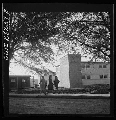 Arlington Farms Virginia 1943 Women on Tree-Lined Main Street Residence Halls