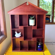 Vintage Wooden Compartmemt Curio Shelf