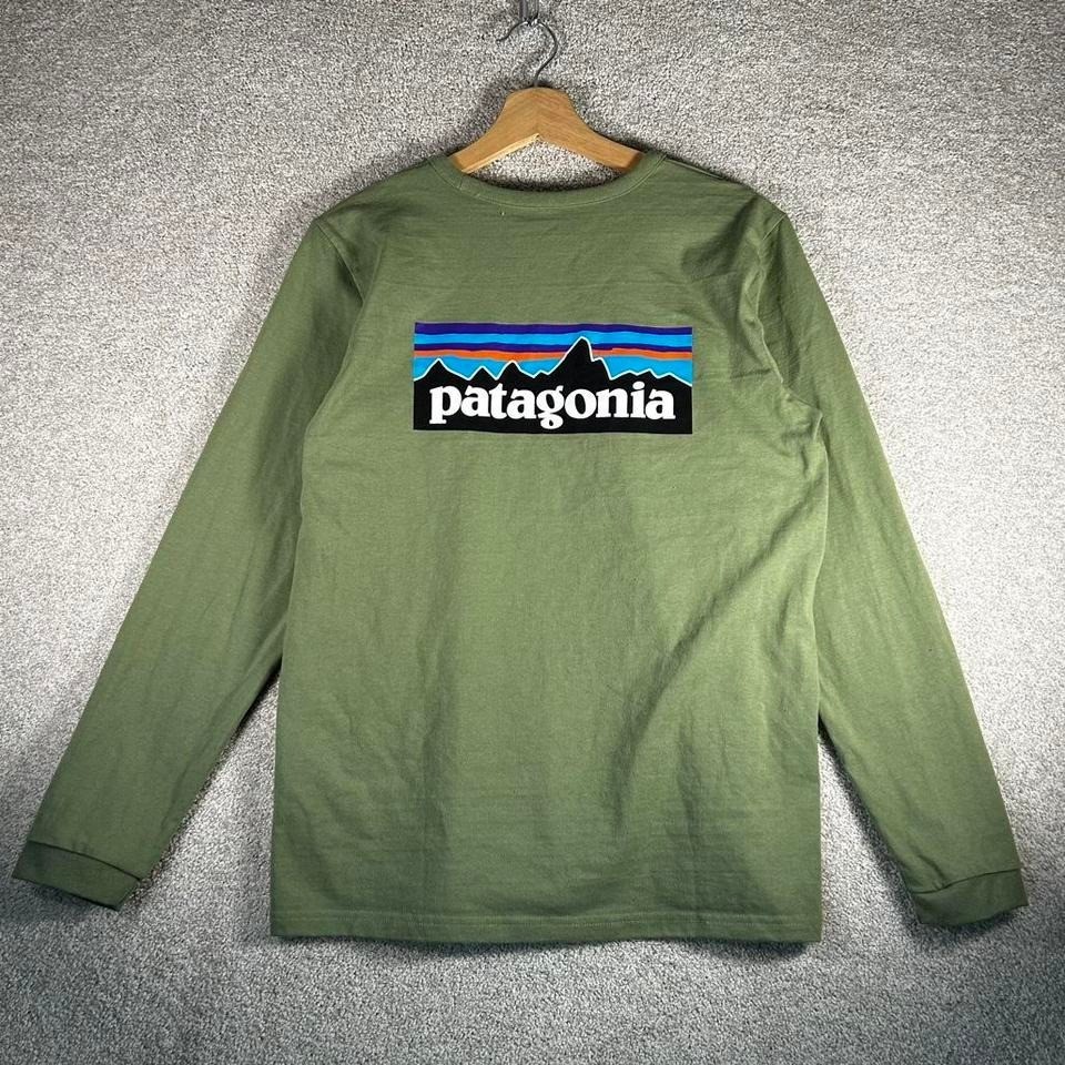 Patagonia earth tone green essential men's long sleeve tee shirt tshirt Size M
