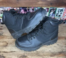 Nike Manoa Water Resistant Leather Boots Triple Black ACG Mens 9 456975-001