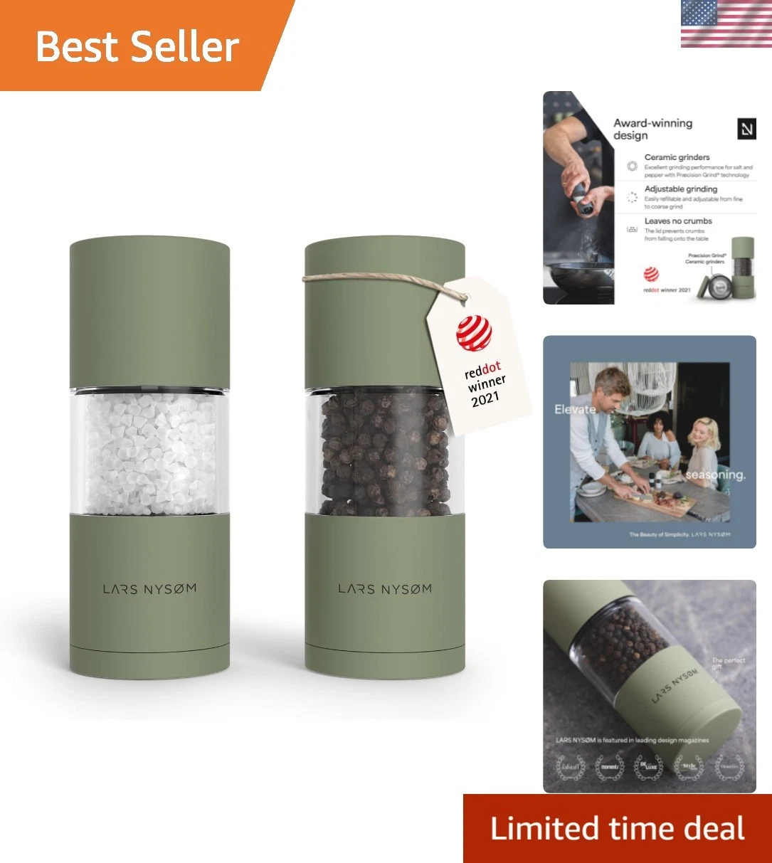 Salt and Pepper Grinder Set, Manual Salt and Pepper Mills with Adjustable Cer...
Opens in a new wind
