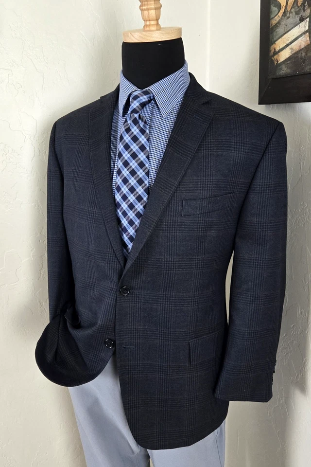 Michael Kors Men 44S Plaid Blazer Sport Coat Check Windowpane Jacket *READ - Image 2 of 4