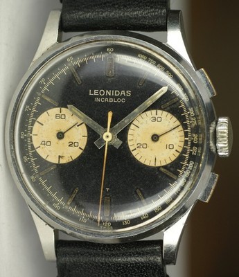 Heuer Leonidas Black Tropical Panda Dial Vintage Chronograph Watch Pre Carrera