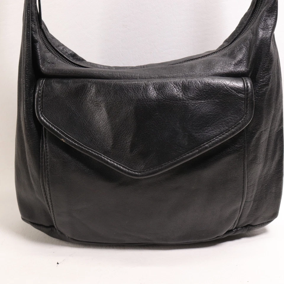 De Colección TANO Bandolera Hobo Bolso de Mano S Negro Cuero Cartera Bolsillos Bolso Ligero Foto 2 de 4