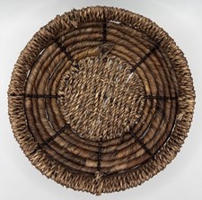 Small Round Woven Straw Basket Bowl Rustic Boho Decor Storage Organizer Home