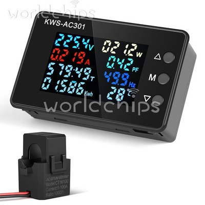 KWS-AC301 Wattmeter Power Meter Voltmeter AC 50-300V Electricity Power Analyzer