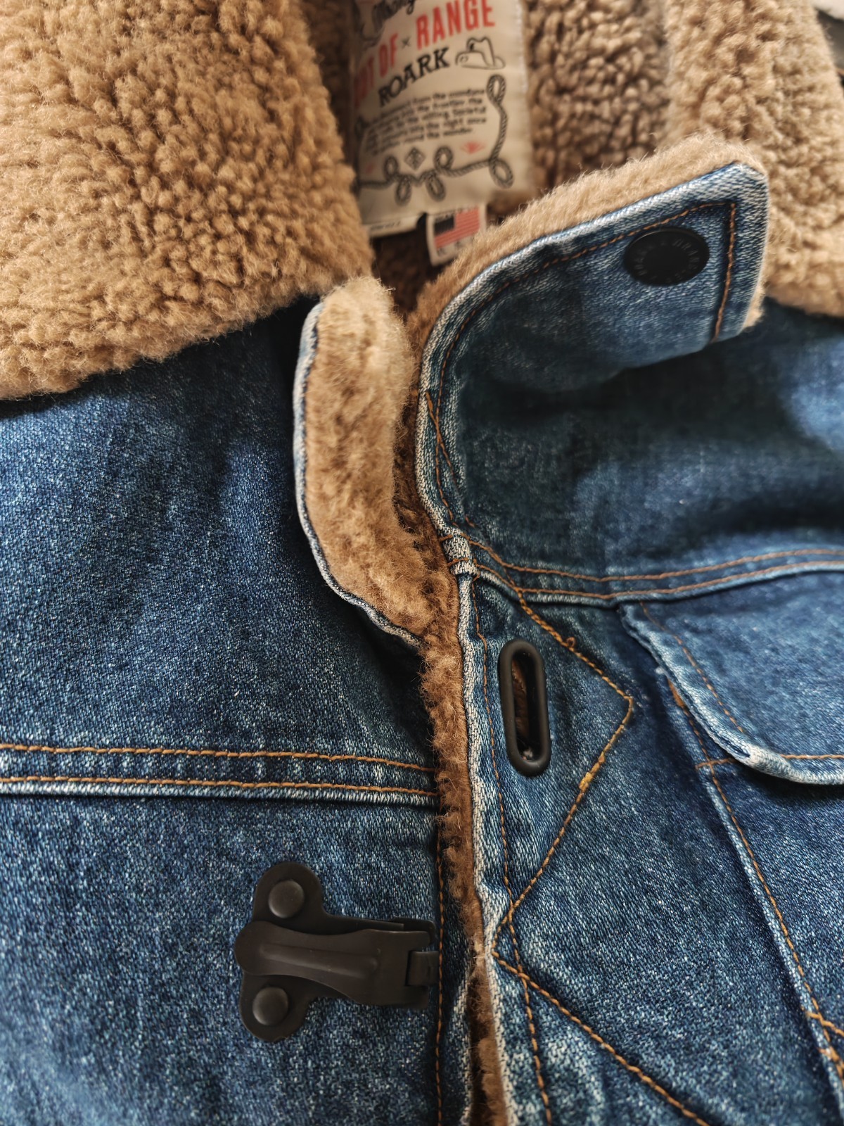 Wrangler x Roark Roundup Coat, Denim Jacket  Winter Sherpa lined - Made in USA S image 6