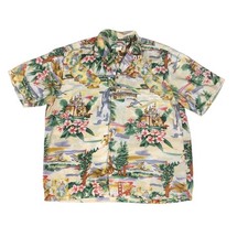 Vintage Paradise Found California Landmarks Hawaiian Button Down Shirt Large