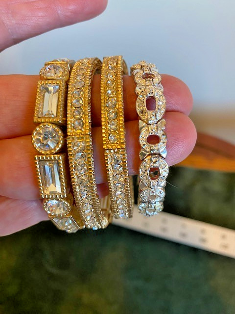 4 Natasha Rhinestone Infinity Stack Bracelets - G… - image 6