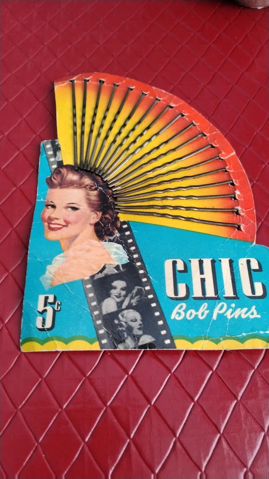 Red de pelo y alfileres corporales vintage del grupo de 5 1950 en paquete original uso Foto 3 de 4