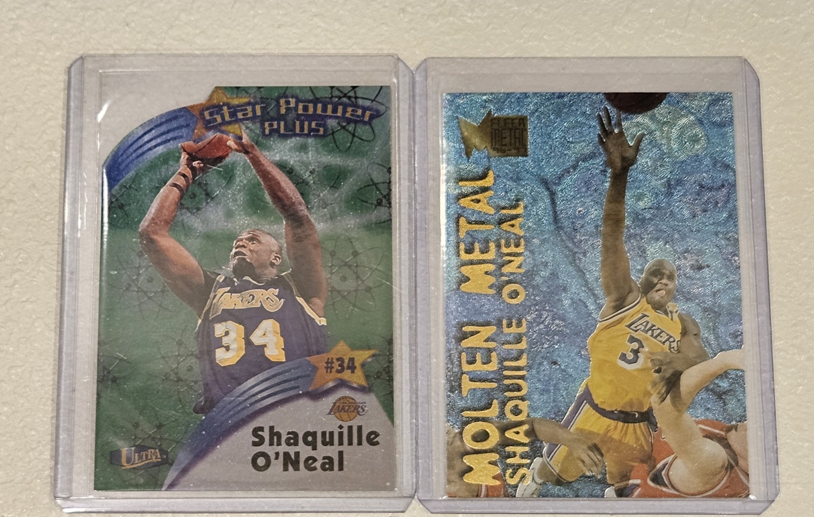 Shaquille O'Neal 96-97 Molten Metal & 97-98 Star Power Plus (sold as a pair)