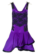 WEISSMAN Size AS S Dance Costume Purple Black Jazz Tap