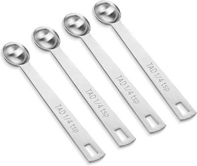 4 PCS 1/4 Teaspoon (1/4 Tsp | 1.25 Ml | 1.25 Cc) Single Measuring Spoon, Stainle