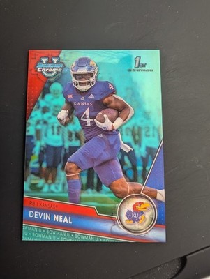 Devin Neal Aqua /299 2023 Bowman Chrome U University 82/299 Kansas Jayhawks