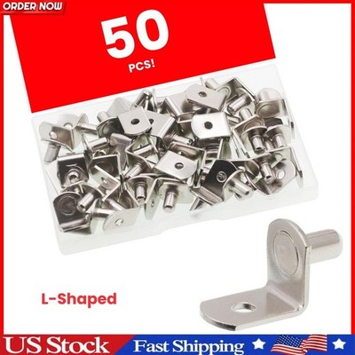 50 Pcs 5mm L-Shaped Shelf Support Pegs with Hole Cabinet Bracket Pins Holder