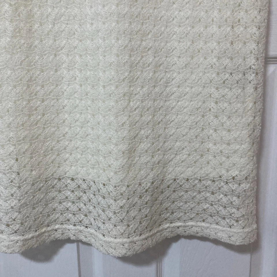 Vestido para mujer talla 14 blanco roto tejido mangas Sharagono playa boho crucero costero Foto 2 de 4