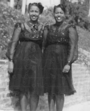 Vintage Photo African American Women Smiling Friends Matching Dresses 1940's