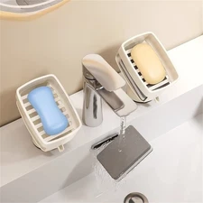 Self Draining Soap Dish with Suction Cup and Sponge Holder for Kitchen Sink