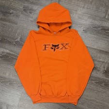 Sudadera con Capucha Fox Racing Vintage Estrás Para Mujer Mediana Naranja Pullover Sudadera