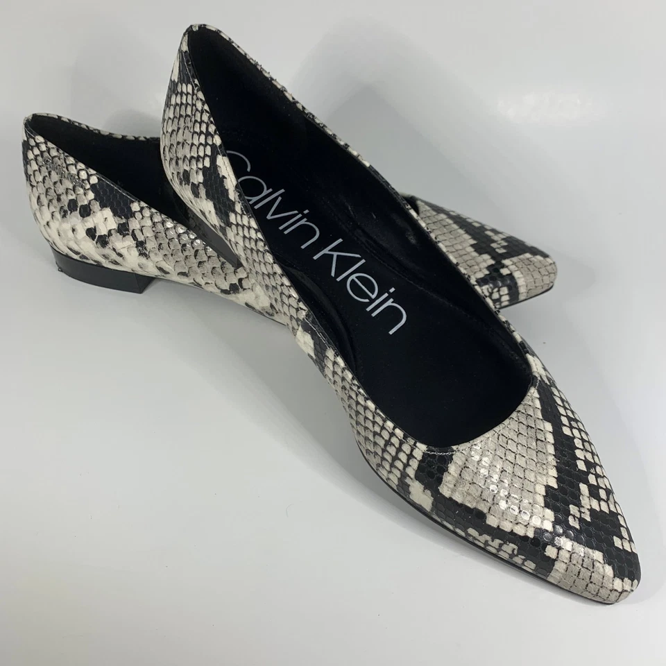 Calvin Klein Mujer Estampado Serpiente Emerin Plano Talla 8.5 Punta Punta Carrera Preppy Foto 4 de 4