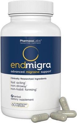 Endmigra Migraine Support Supplement w/ Goldenrod Dandelion Juniper Grape Fruit
