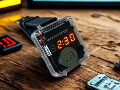 Handgefertigte LED Armbanduhr | Handmade Electronic Watch Retro-Futuristisch