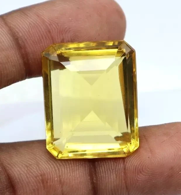 Topacio amarillo natural 400 quilates corte esmeralda piedra preciosa suelta certificada + regalo gratis Foto 4 de 4
