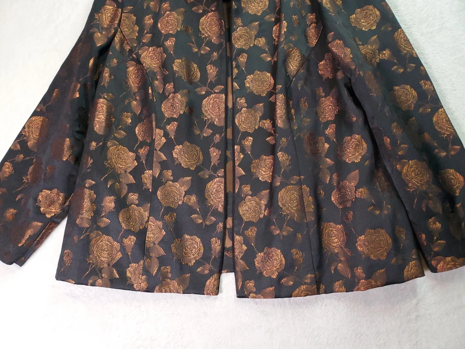 Женская куртка Jessica Howard Blazer 20 Вт черное золото цветочный узор длинный рукав открытый перед - Изображение 3 из 4