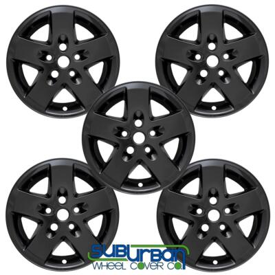 2007-2018 Jeep Wrangler IMP-340BLK 17'' 5 Spoke Gloss Black Wheel Skins NEW SET/5
