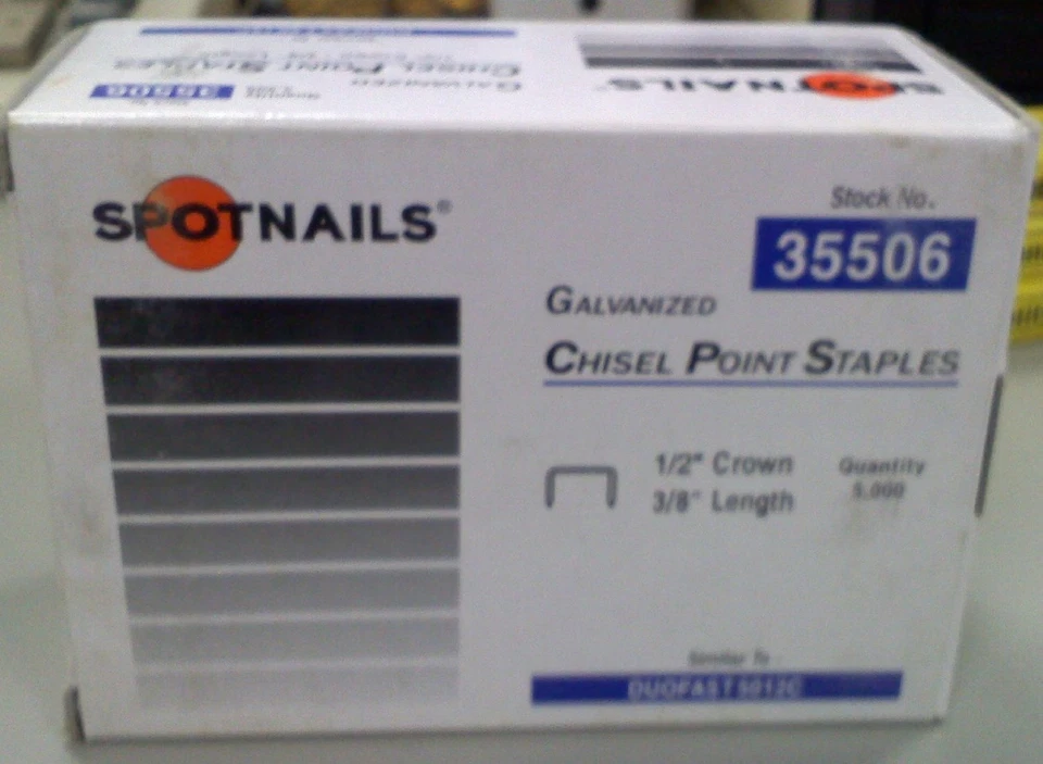 Spotnail 35506 1/2-inch crown by 3/8-inch long Staples - 5,000 Count Box
