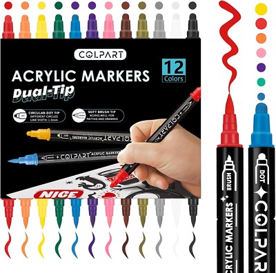 Acrylfarben Stifte Acrylstifte Für Steine Wasserfest 12PCS Acrylic Paint Marker 