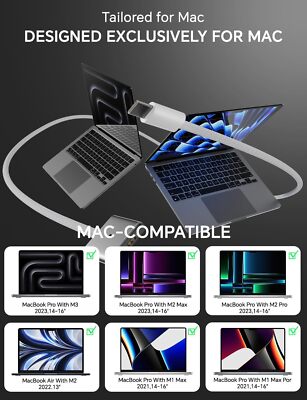 96W/70W Charger for Mac Book Pro 16 14 Inch Mac Book Air 15 13 Inch M4 M3 M2 M1 from 2025 2024 2023 2022 2021,USB-C to Mag 3 Power Adapter,Include 6.6ft