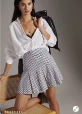 NWT Anthropologie Maeve abstract geometric pattern pleated mini skirt 0