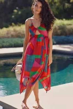 By Anthropologie The Alani Maxi Cover-Up Dress Colorful Beach Pool Vacation P XS