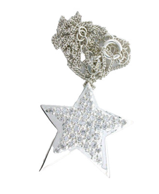 Twinkle Twinkle Little Star Sterling Lab Created CZ Pendant 18 Inch Chain ES7873