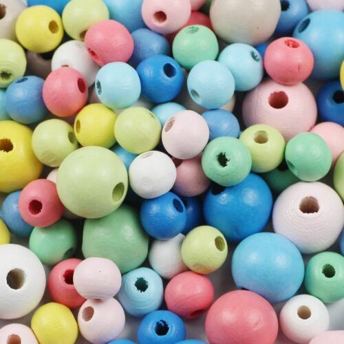 200pcs 8/10/12mm Round Spacer Wooden Beads Pacifier Clip Necklace Jewelry Making - Picture 1 of 24