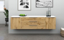 Sideboard 200cm 3 Schubkästen Weiß Hochglanz Kommode Schrank Metallgriffe OLIVA