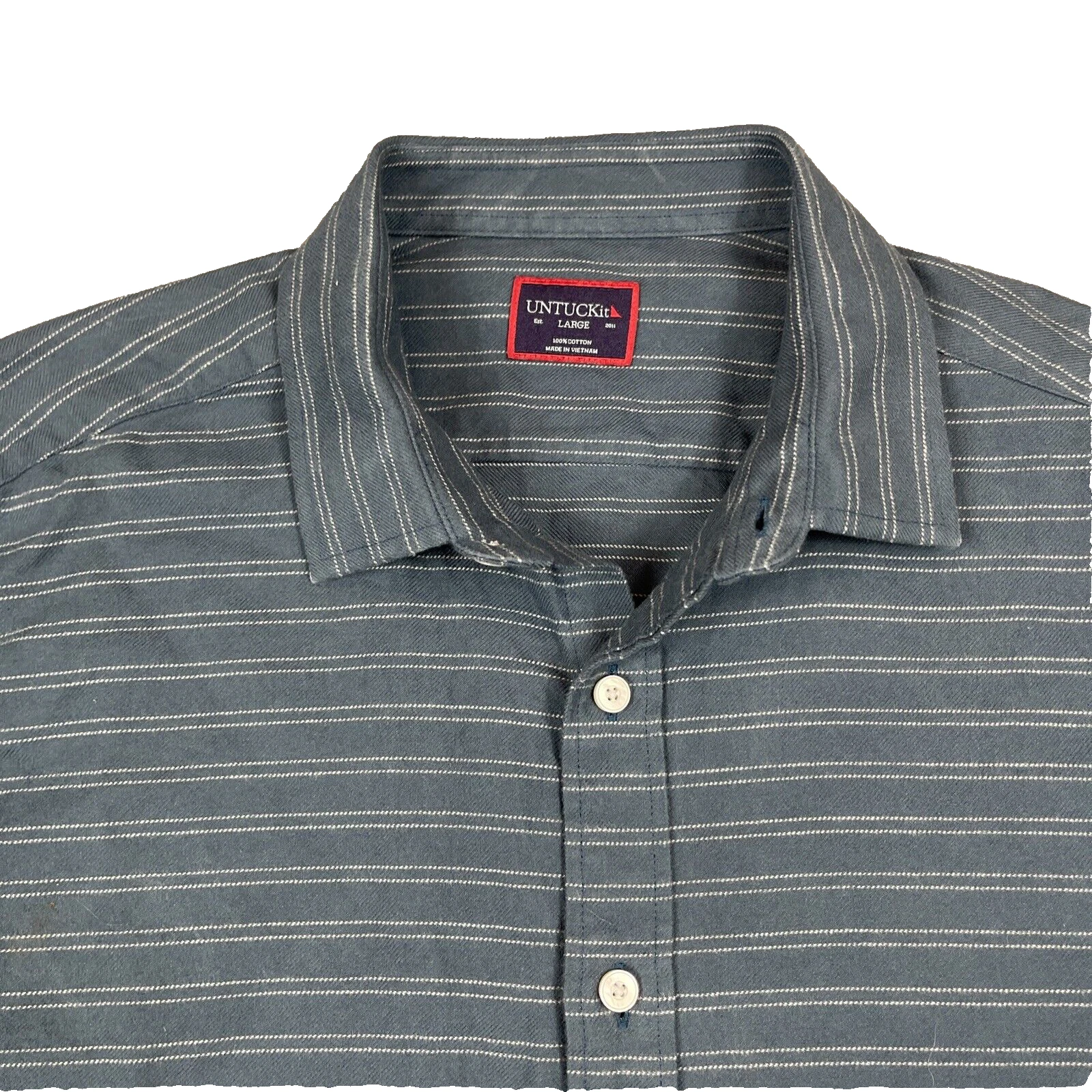 Untuckit Flannel Shirt Men's Large Blue Striped Cotton Casual Cabincore Outdoor