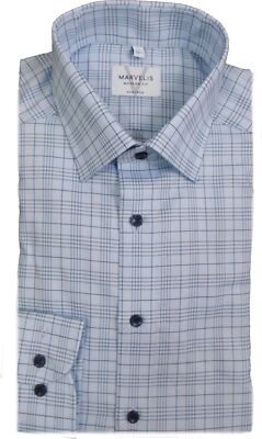 Marvelis Hemd Modern Fit 7224.49.11 hellblau kariert extra langer Arm 69 cm