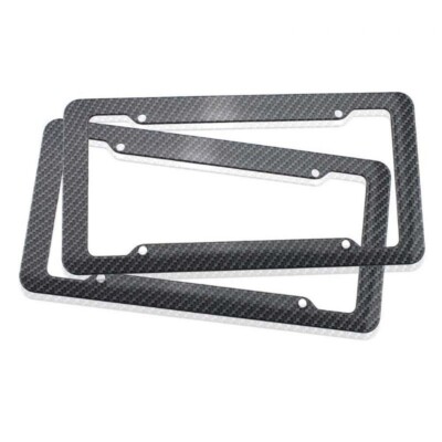 3D Carbon Fiber Pattern License Plate Frame Tag Cover Original US Standard