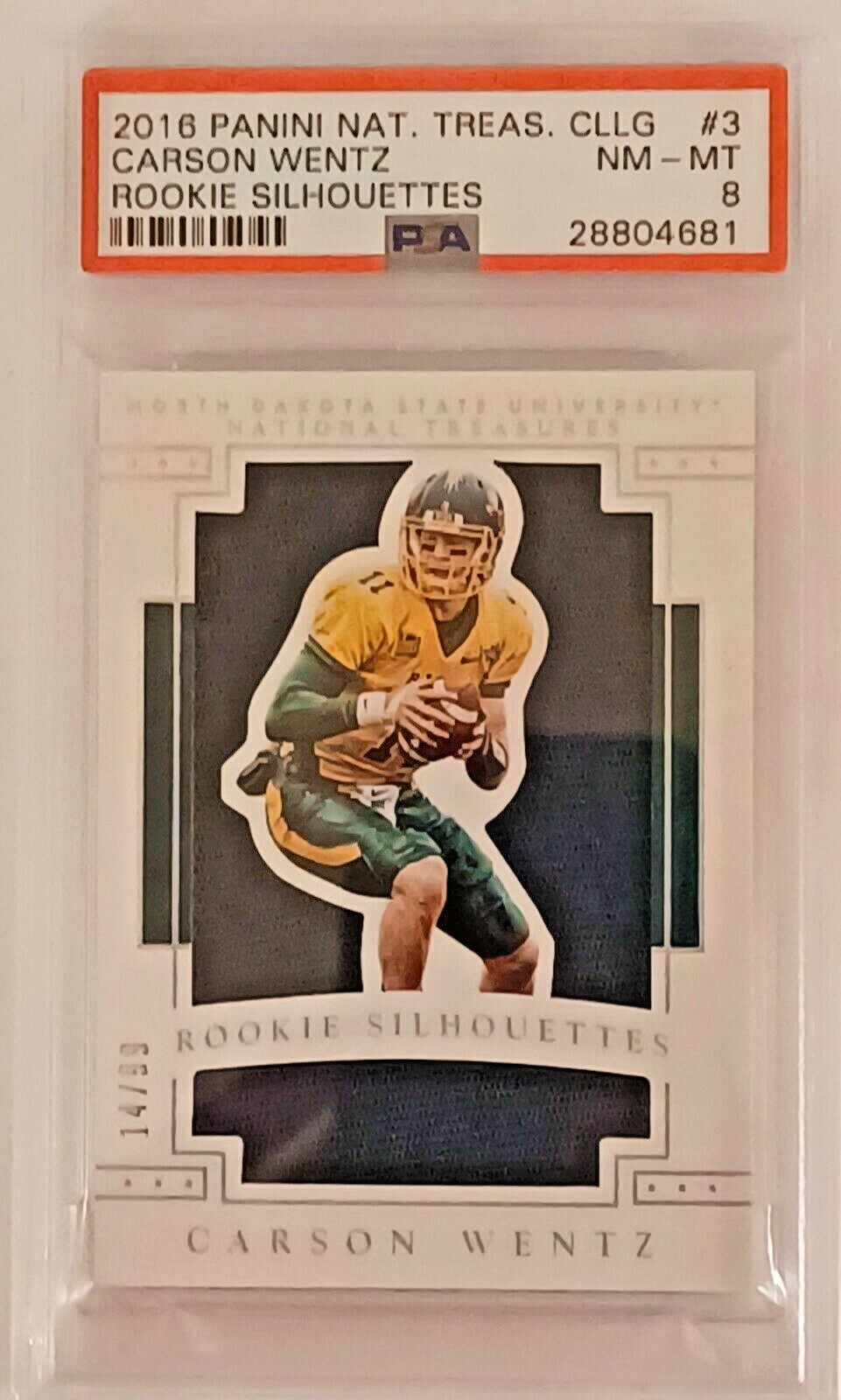Carson Wentz Panini National Treasures Collegiate Rookie Silhouettes #3 Base