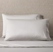 2 Restoration Hardware ITALIAN MICRO-PLEAT 600 SATEEN Standard Shams Mist New