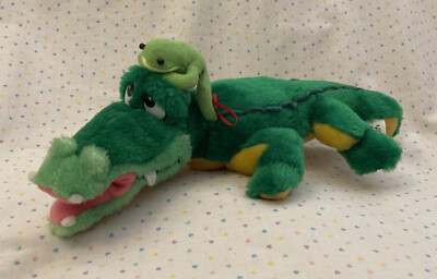 Vintage 1996 Nanco Alligator Crocodile Frog Friend on Head Stuffed - Main Image