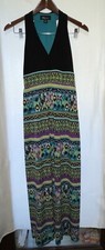Ronni Nicole Stretch Knit Maxi Dress Bold Mod Geometric Tribal Boho Size XS